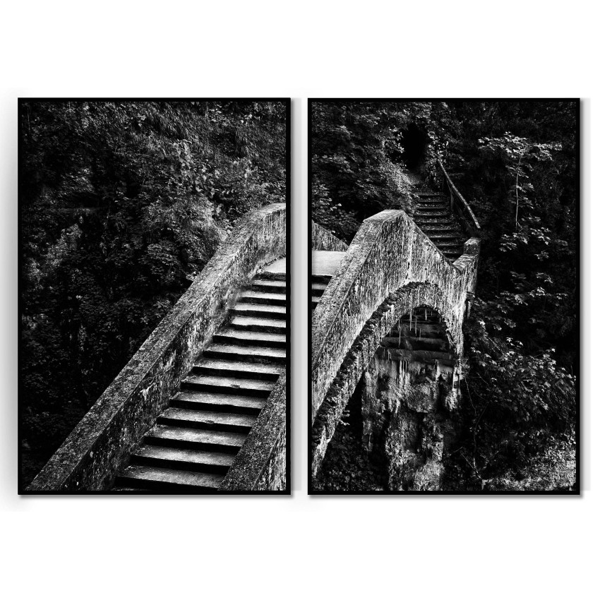 Fin stenbro - Svartvit tavla i två delar posterset