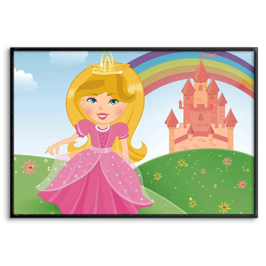 Prinsessa, slott & regnbåge - Barntavla