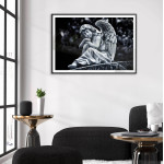 Girl angel statue - Black and white poster