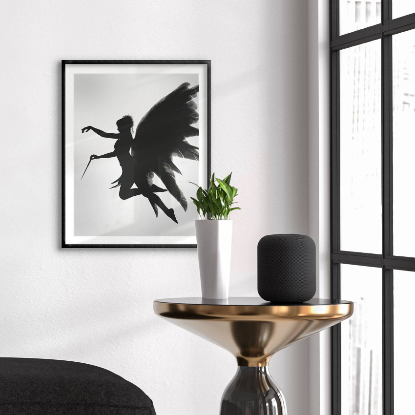 Ängel kvinna & vingar - Svartvit poster