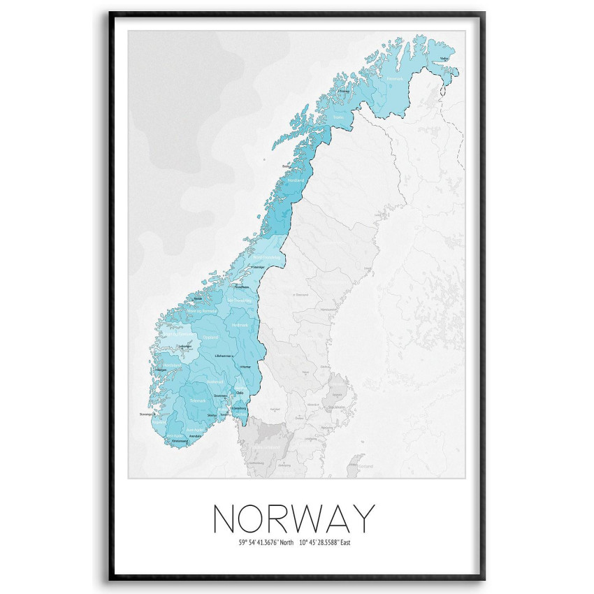 Map of Norway - Stylish poster
