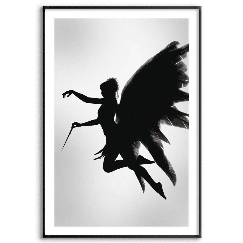 Ängel kvinna & vingar - Svartvit poster
