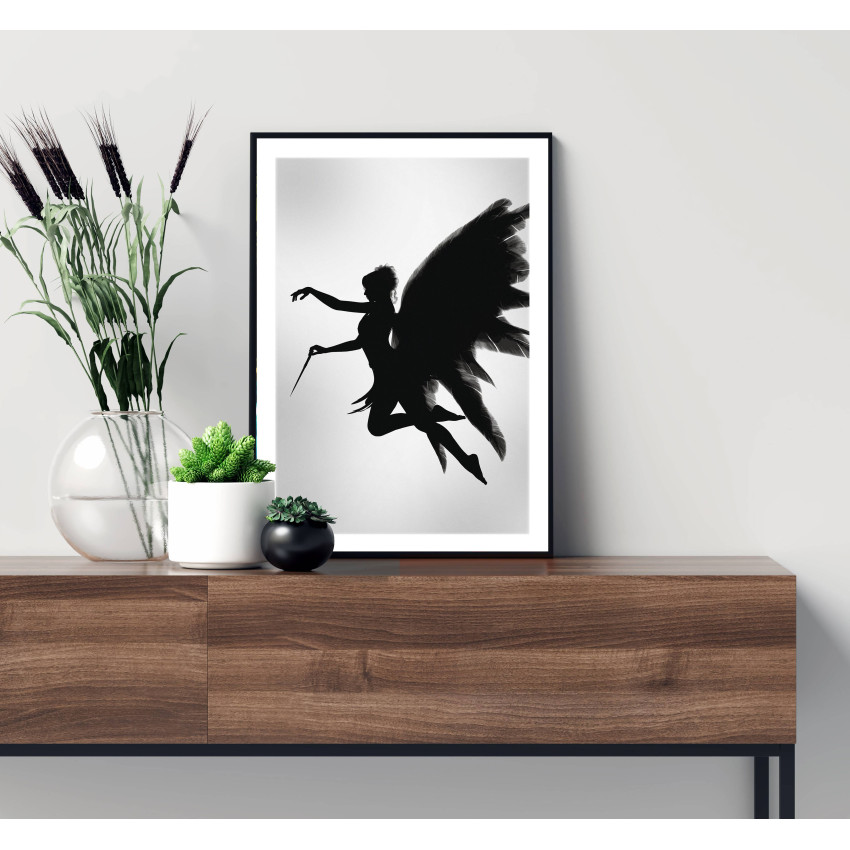 Ängel kvinna & vingar - Svartvit poster