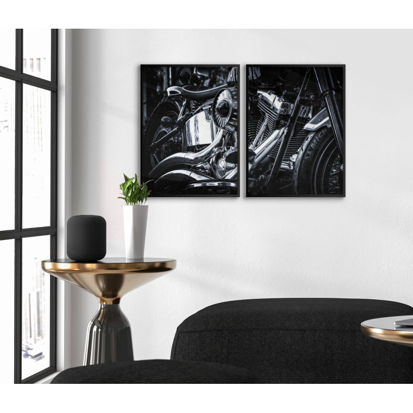 Motorcycle - Black & white two piece posters