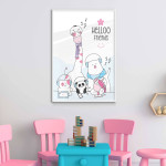 Rosa barntavla med söta & tecknade djur 