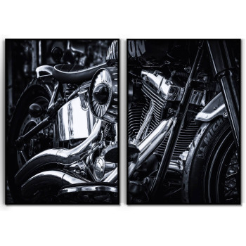 Motorcykel poster - Svartvit tavla i två delar