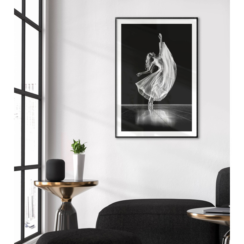 Woman ballet dancing - Black & white poster