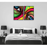 Afrikansk konst - Färgglad tavla i två delar