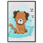 Barntavla med tecknad hund - Enkel poster