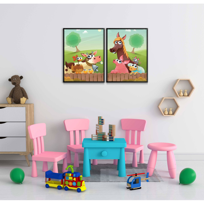 Cute animals by the farm - Two piece poster