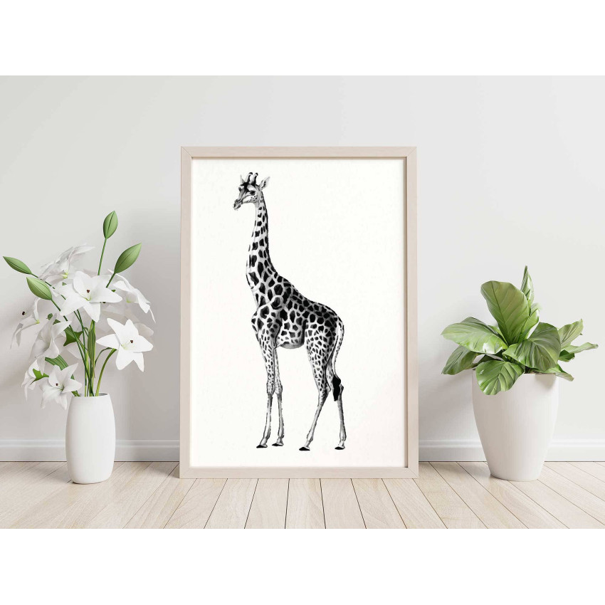 Giraff - Enkel & svartvit plansch