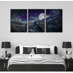 Sagolikt vinterlandskap - Stor tredelad tavla