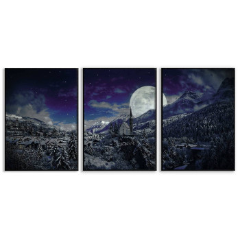 Sagolikt vinterlandskap - Stor tredelad tavla