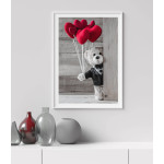 Nallebjörn med röda hjärtan - Barntavla