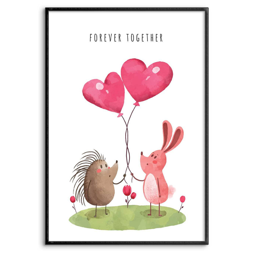 Igelkott & kanin - Forever together barntavla