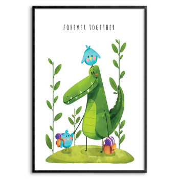 Krokodil & fåglar - Forever together barntavla