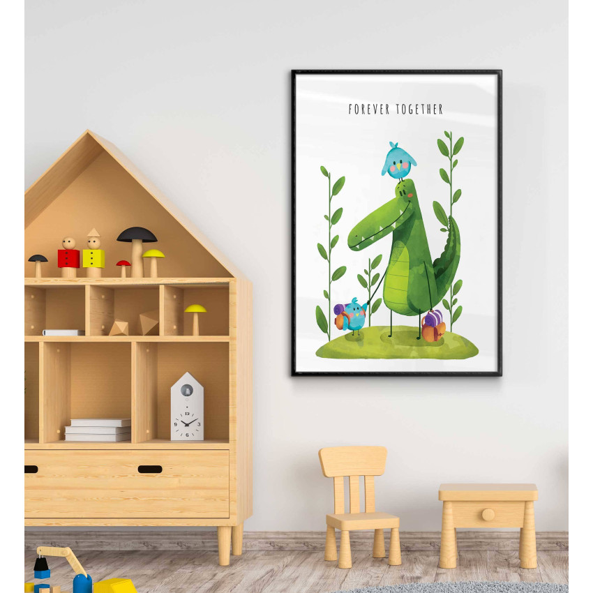 Krokodil & fåglar - Forever together barntavla
