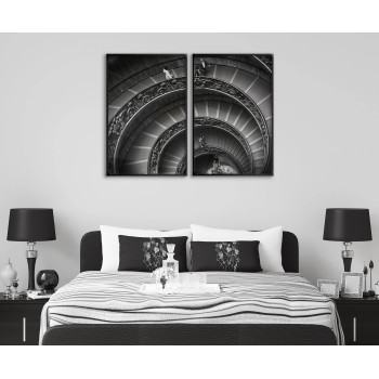 Spiraltrappa - Svartvit tavla i två delar