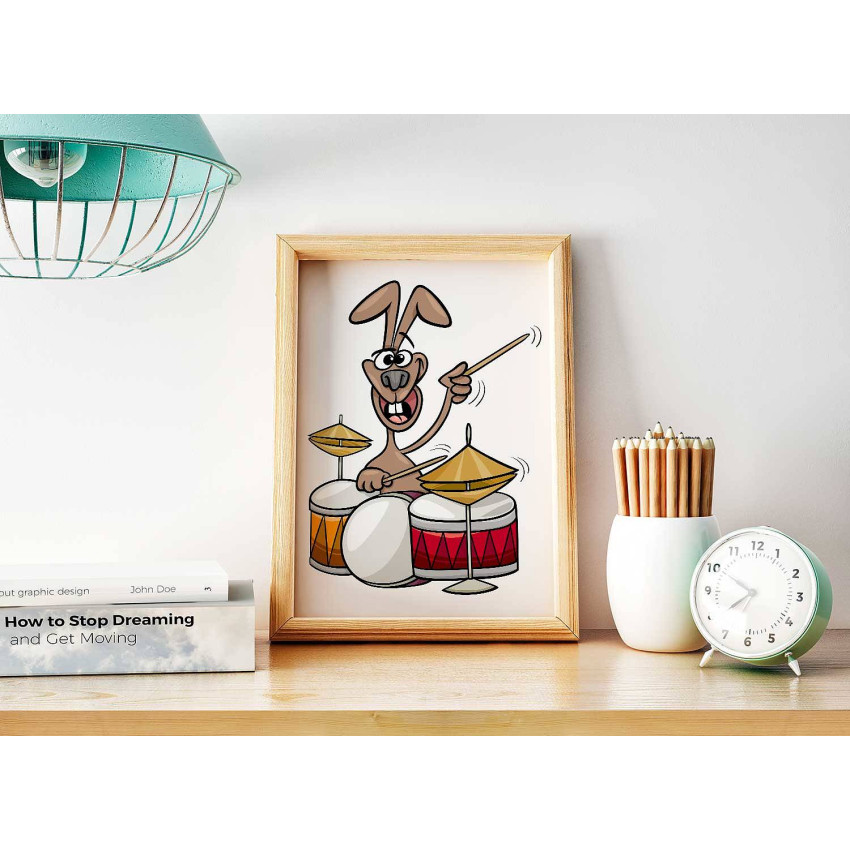Cute rabbit drummer - Kids poster