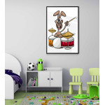 Cute rabbit drummer - Kids poster