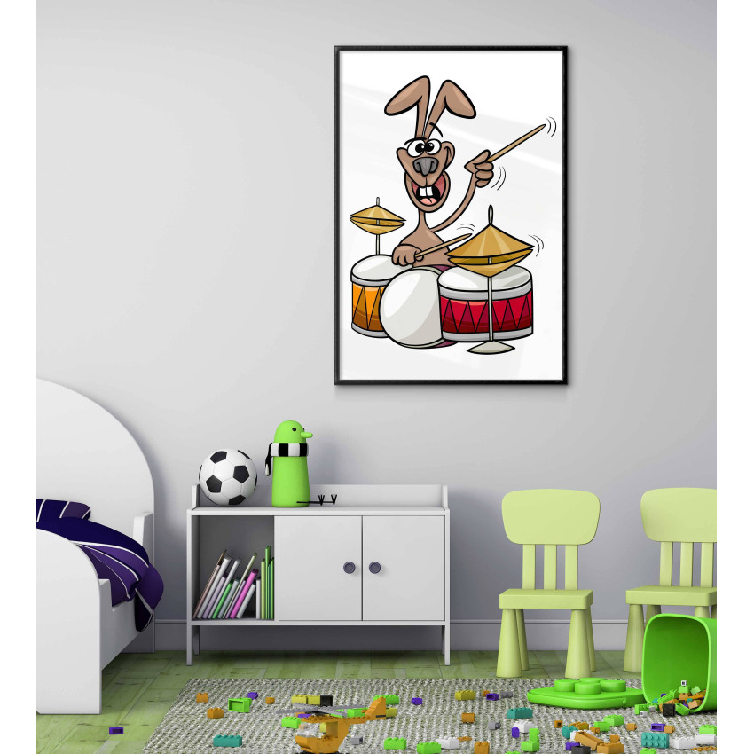 Cute rabbit drummer - Kids poster