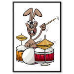 Cute rabbit drummer - Kids poster