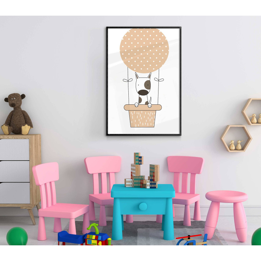Hund i luftballong - Söt barntavla