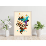 Retro music boom box poster
