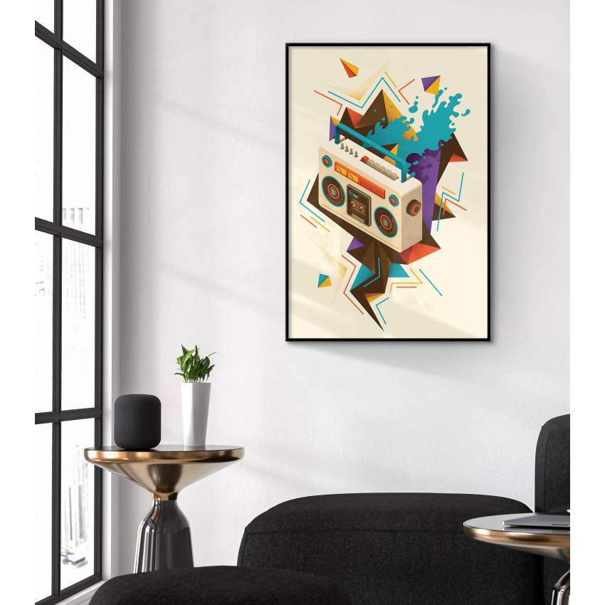Retro music boom box poster