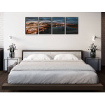 Mörkt stadsmotiv i panorama - Fyrdelad tavla