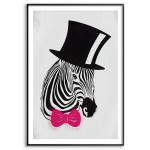 Zebra with hat - Black & white poster