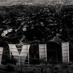 Hollywoodskylten - Stor svartvit tredelad tavla