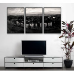 Hollywoodskylten - Stor svartvit tredelad tavla