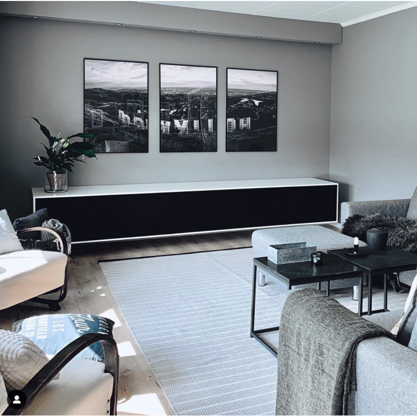 Hollywoodskylten - Stor svartvit tredelad tavla