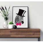 Zebra with hat - Black & white poster