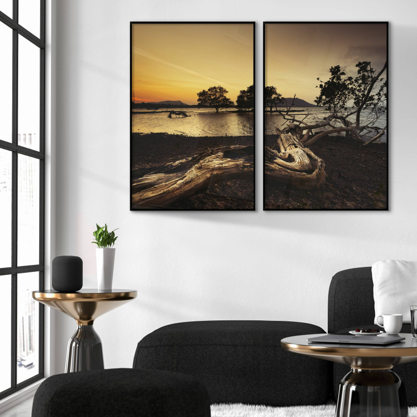 Stor tavla i två delar med fotografi & naturmotiv