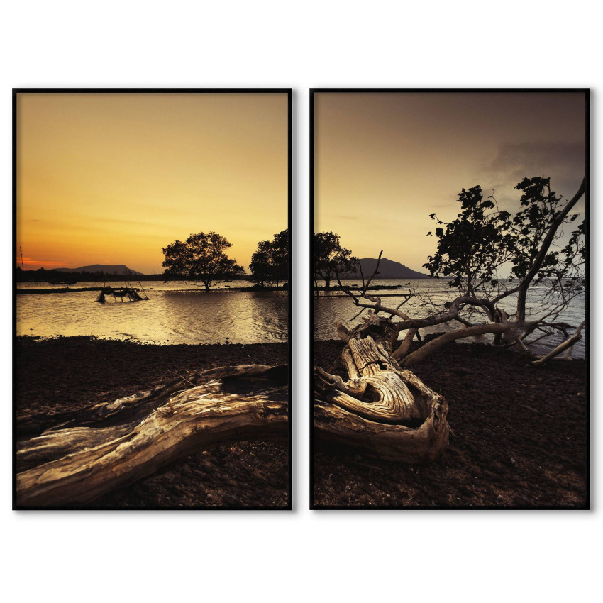 Stor tavla i två delar med fotografi & naturmotiv