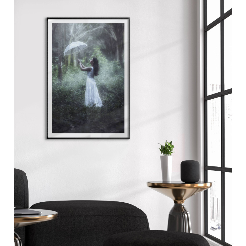 Umbrella girl in the forest - Fashion poster