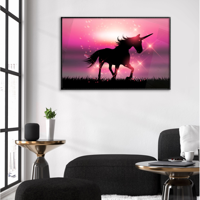 Unicorn silhouette - Simple pink Poster