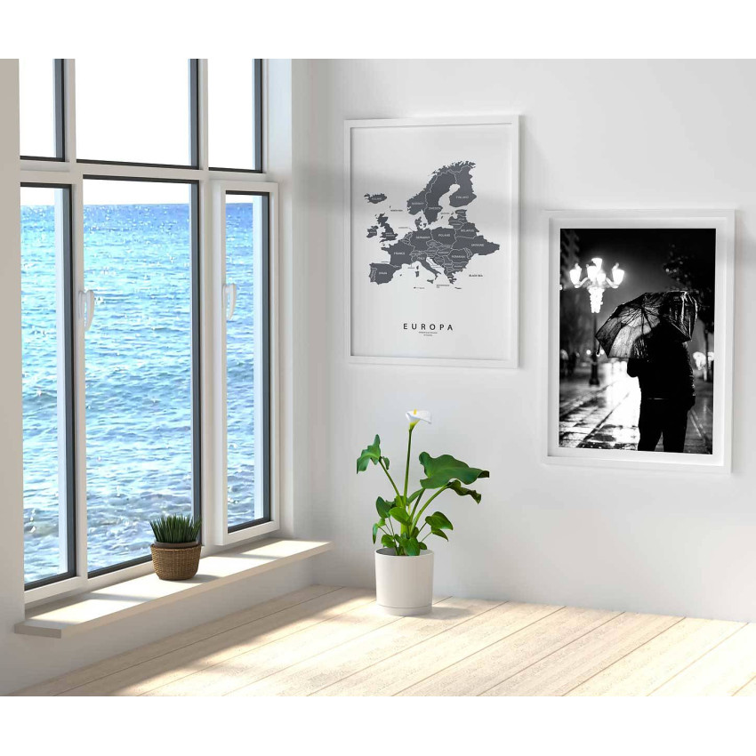 Black and white photo of umbrella - Poster