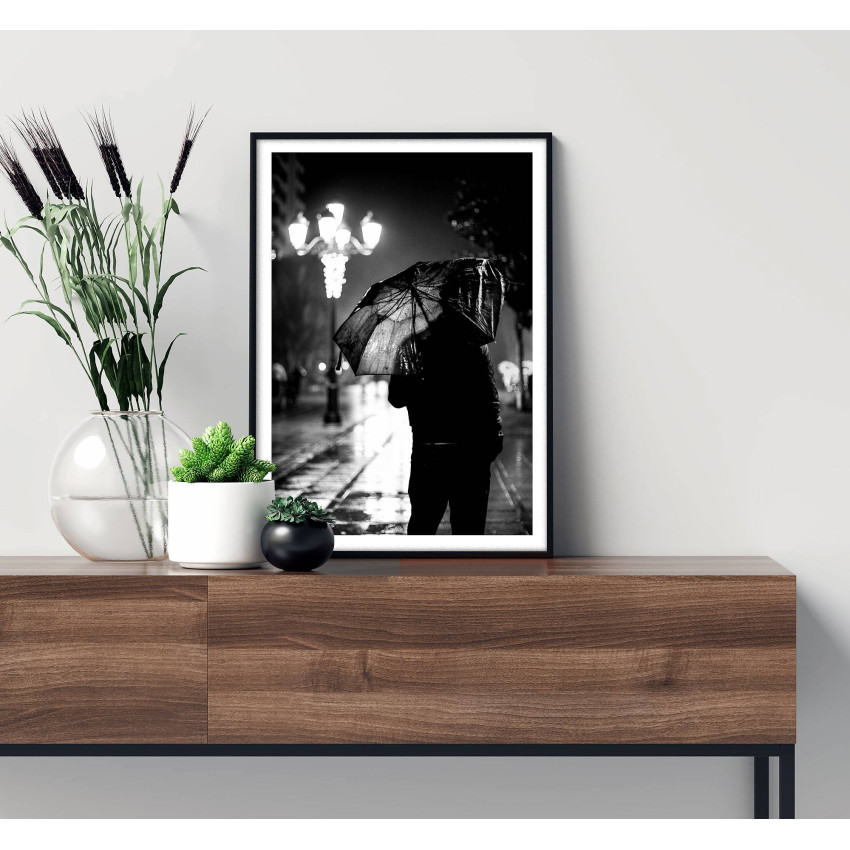 Black and white photo of umbrella - Poster