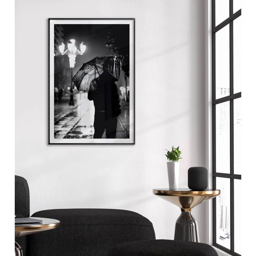 Black and white photo of umbrella - Poster