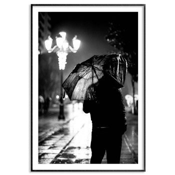 Black and white photo of umbrella - Poster