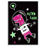 Kids room poster - Cute dinosaur in space