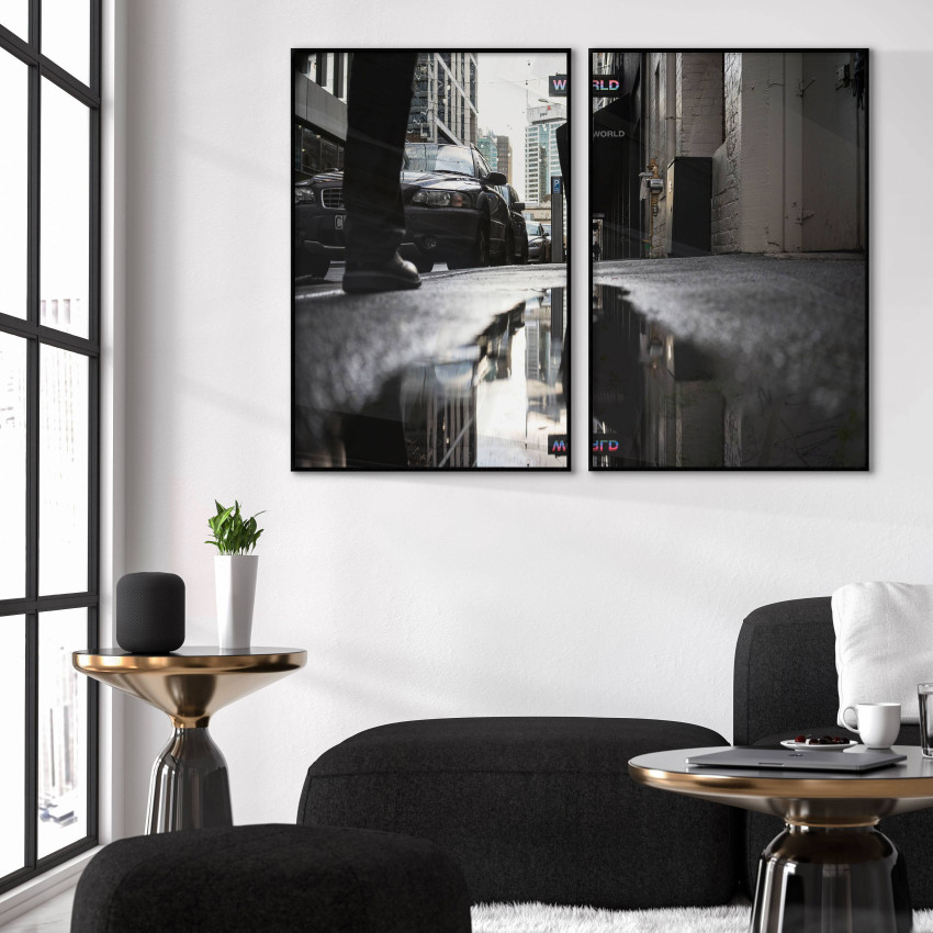 En regnig dag i New York - Tavla i två delar