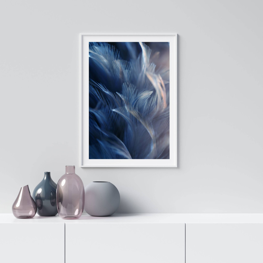 Abstract poster with photograph of feathers
