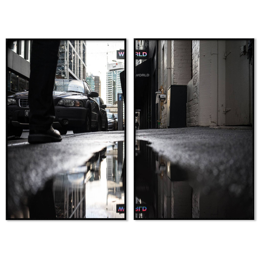 En regnig dag i New York - Tavla i två delar