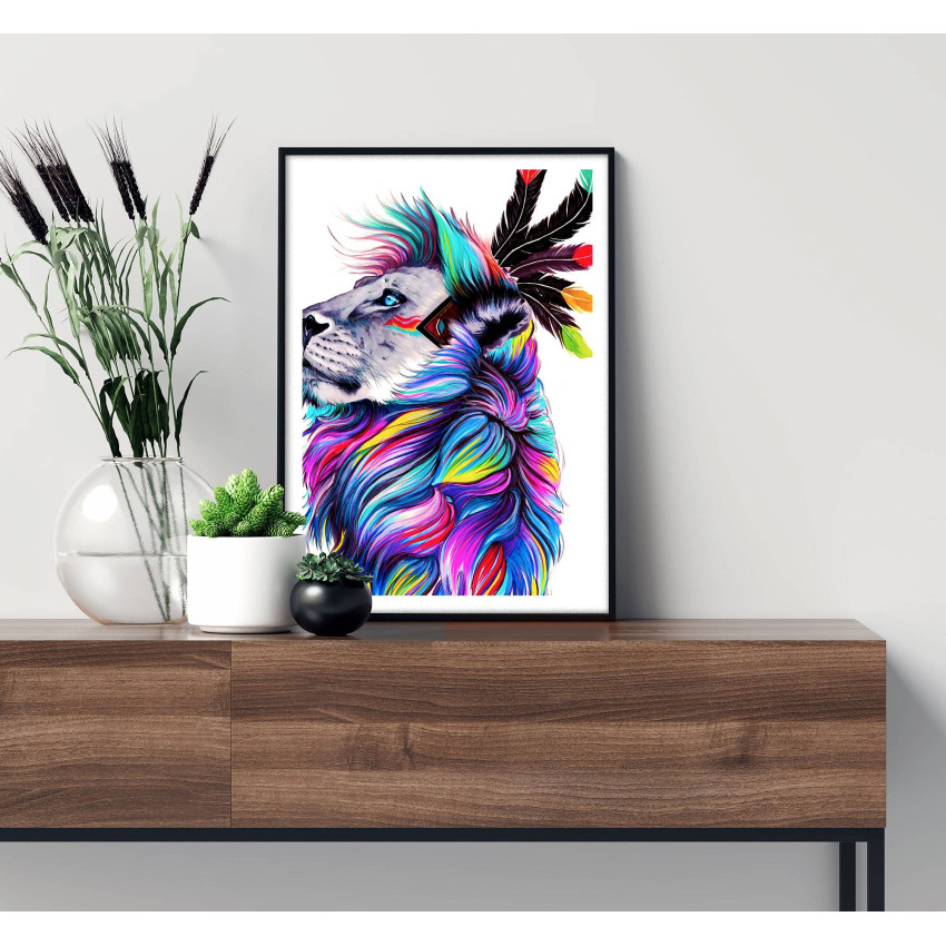 Lejon i profil - Färgglad illustration poster