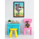 Söt barntavla med teckning av rolig flodhäst