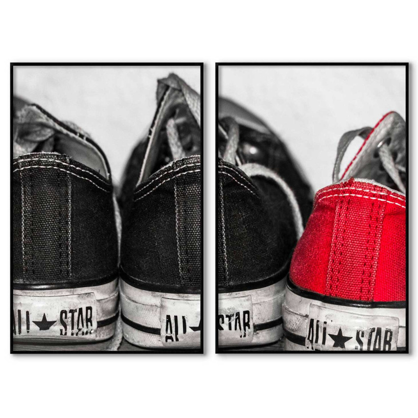 Low Converse shoes - Black & white posters with color